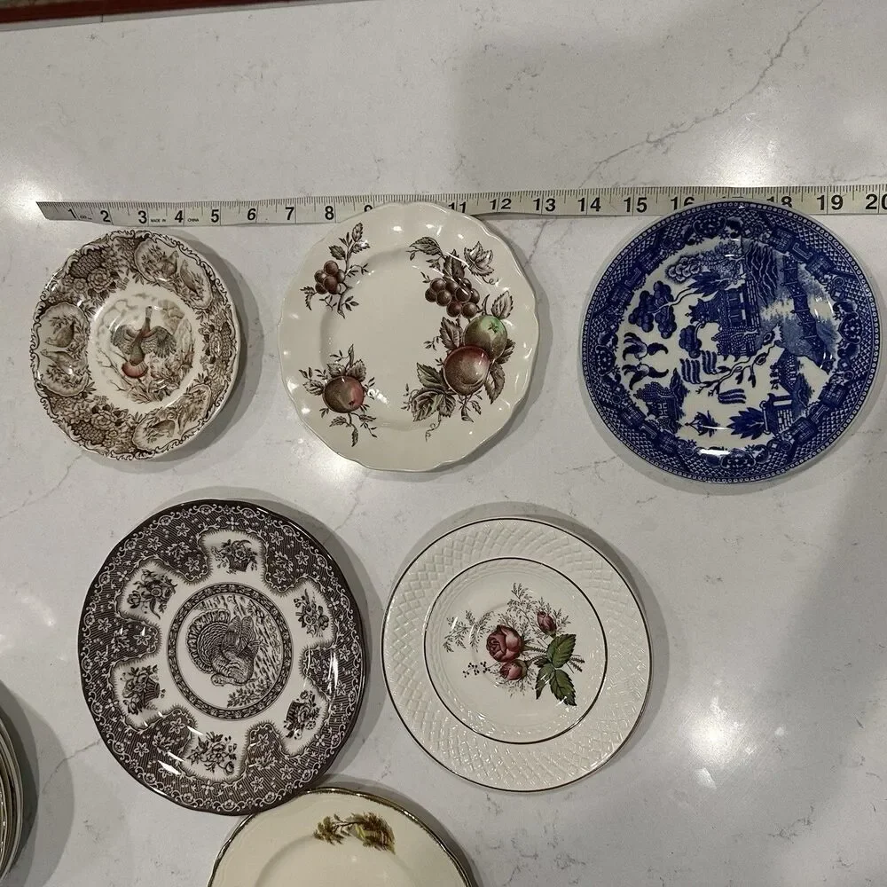 Vintage Mismatched English China Dessert Plates Set of 6 Spode Meakin